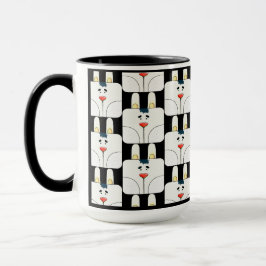Mug Amusant Team Bunny Face en Musique Noire et Blanc