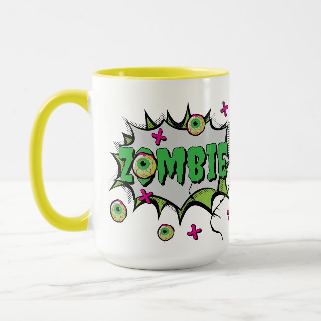 Mug Amusant Zombie Pop Art (Gauche)