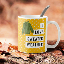 Mug Amusants I Love Sweater Météo Blanc Pois Or