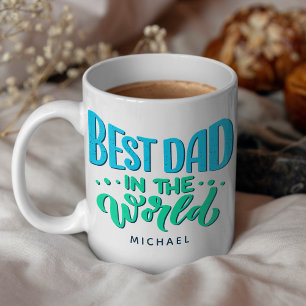 Mug Amusants meilleur papa dans le monde Aqua Blue
