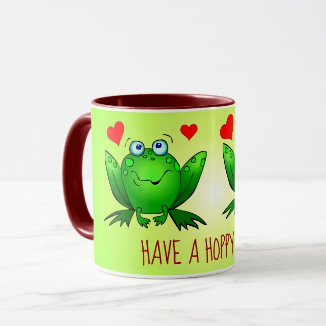 Mug Amusez-vous un jour de Hoppy amusant Cartoon Frogs (Devant gauche)