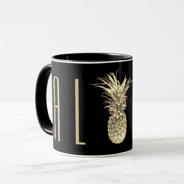 Mug Ananas Aloha Tropical Gold Topographie (Devant gauche)