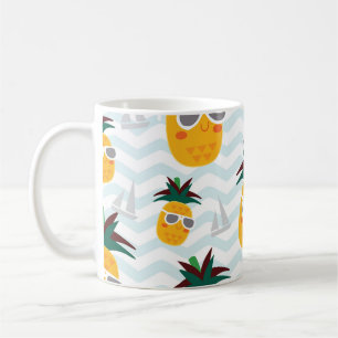 Mug Ananas, bateau : mignon motif océanique.