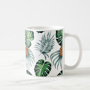 Mug Ananas d'aquarelle avec le motif vert de feuille