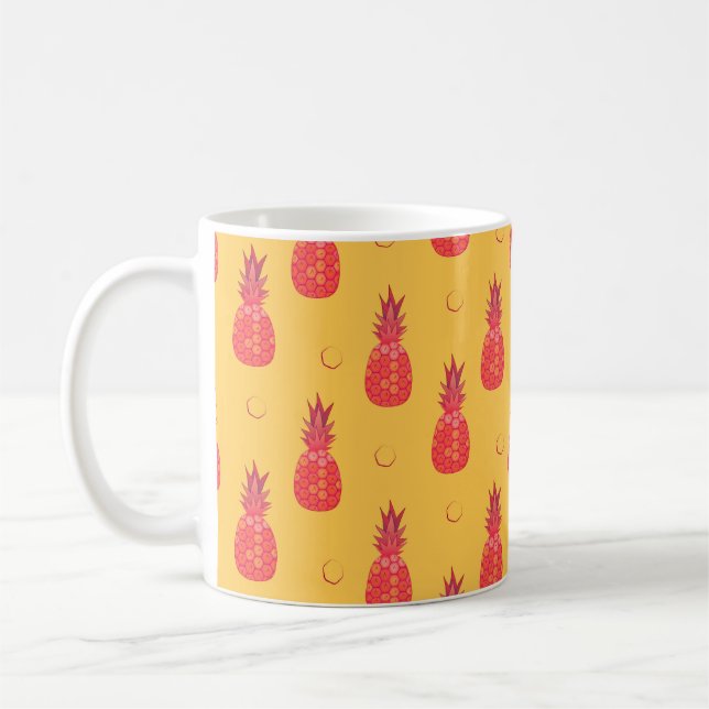 Mug Ananas rose sur arrière - plan orange. Patte trans (Gauche)