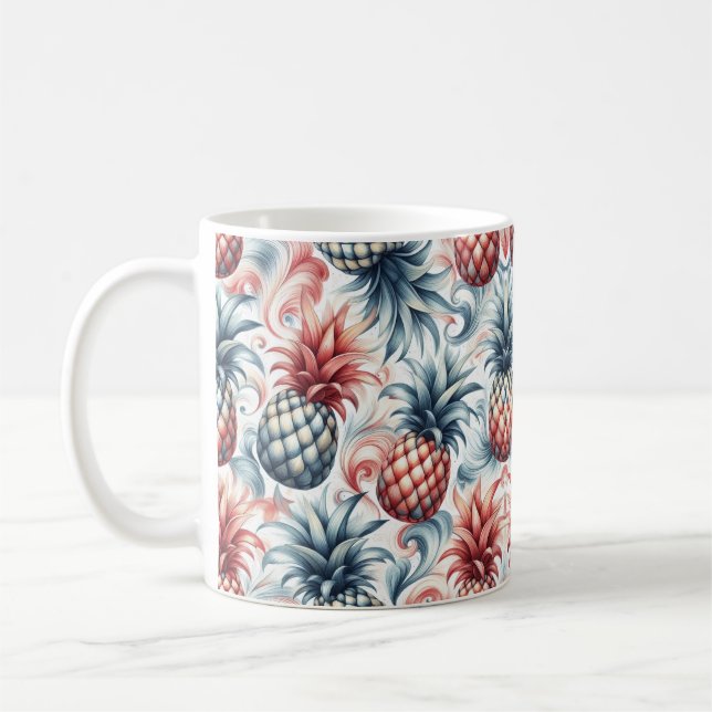 Mug Ananas rouges, blancs et bleus (Gauche)
