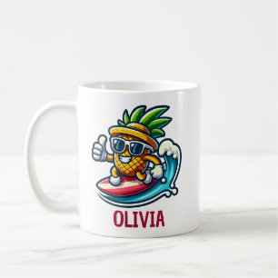 Mug Ananas Surfeur Personnalisé qui Attrape les Vagues