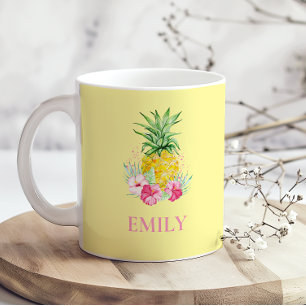 Mug Ananas Tropical Aloha Hawaii Nom personnalisé