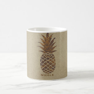 Mug Ananas Tropical Personnalisé Bronze Doré