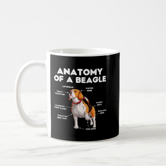 Mug Anatomie drôle d'un Beagle 93 (Gauche)