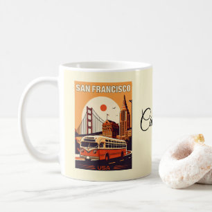 Mug Ancien bus de ville de San Francisco sur la route,
