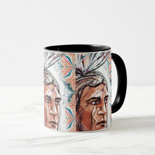 Mug Ancien chef et motif fractal (Devant droit)