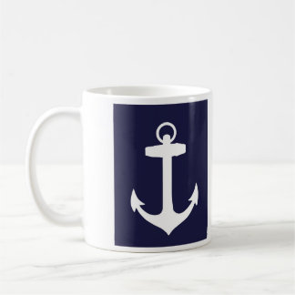 Mug Ancre blanche sur l'arrière - plan de bleu marine