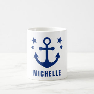 Mug Ancre Bleu Marine Clip Art Nautique & Étoiles