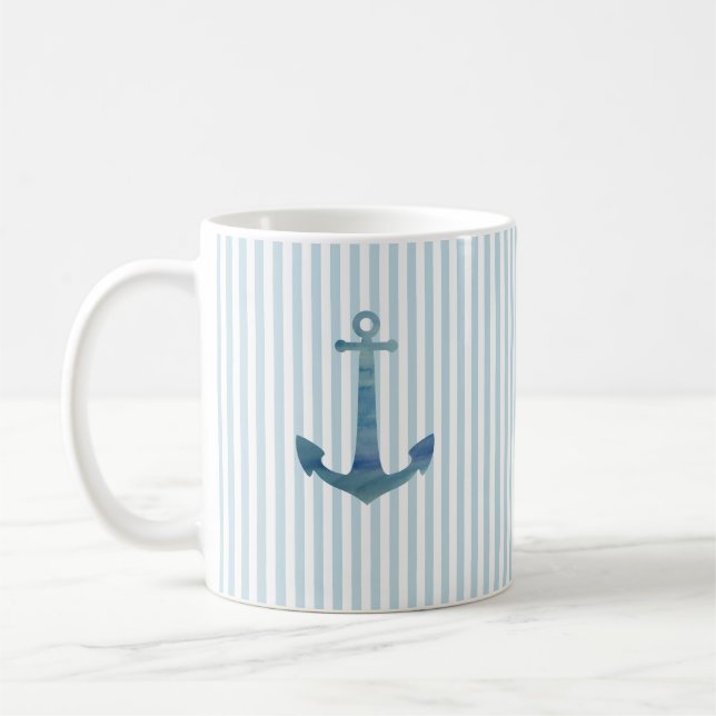 Mug Ancre Bleue Bleue Bande de café (Gauche)
