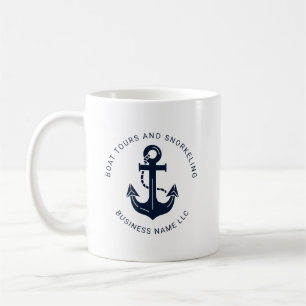 Mug Ancre bleue marine de société personnalisée