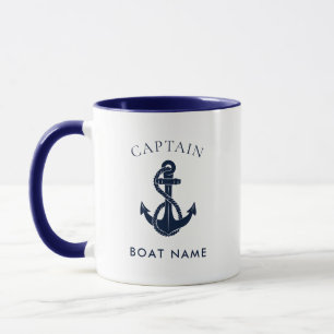 Mug Ancre de bateau de capitaine nautique personnalisé