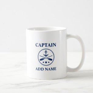 Mug Ancre et aviron avec le nom du capitaine ou du bat