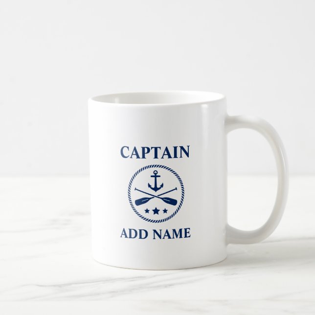 Mug Ancre et aviron avec nom du capitaine ou du bateau (Droite)
