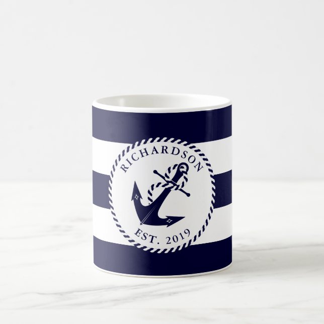 Mug Ancre marine Famille Bleu et Blanc Stripes (Centre)