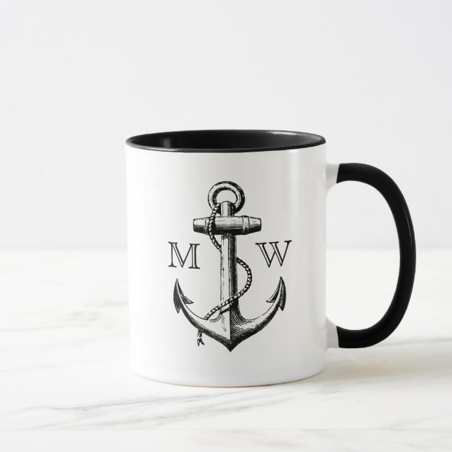 Mug Ancre, monogramme nautique (Droite)
