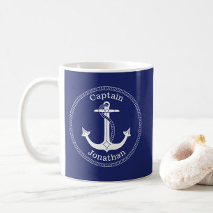 Mug Ancre nautique Capitaine Personnalisé