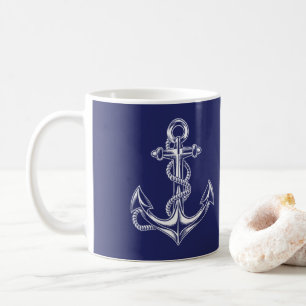 Mug Ancre nautique et corde bleu