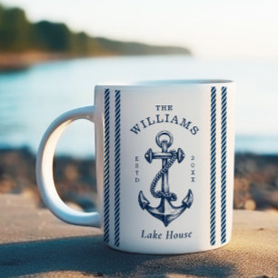 Mug Ancre nautique Maison de lac Marine Bleu