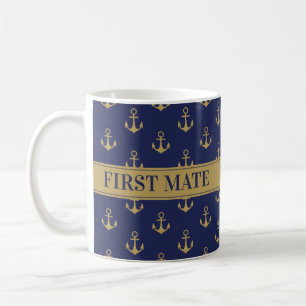 Mug Ancre nautique Marine Blue First Mate