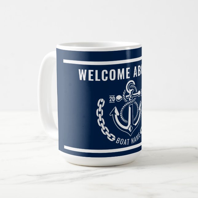 Mug Ancre nautique Nom du bateau et du capitaine (Devant gauche)