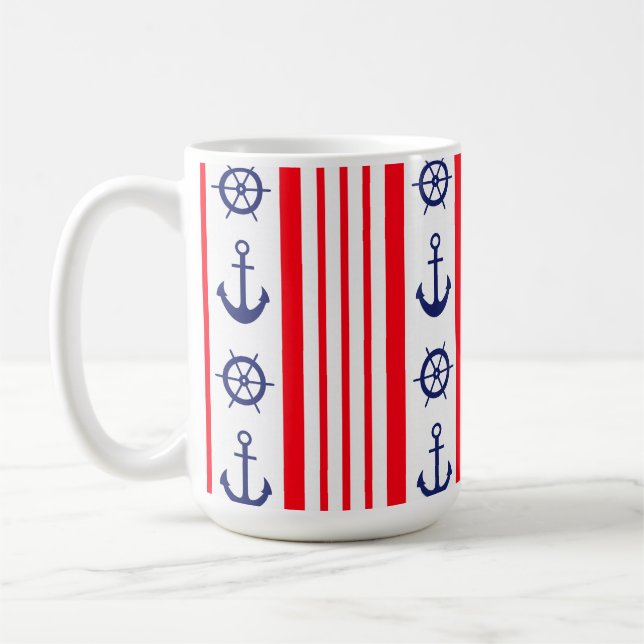 Mug Ancres nautiques rouges et bleues pour la voile et (Gauche)