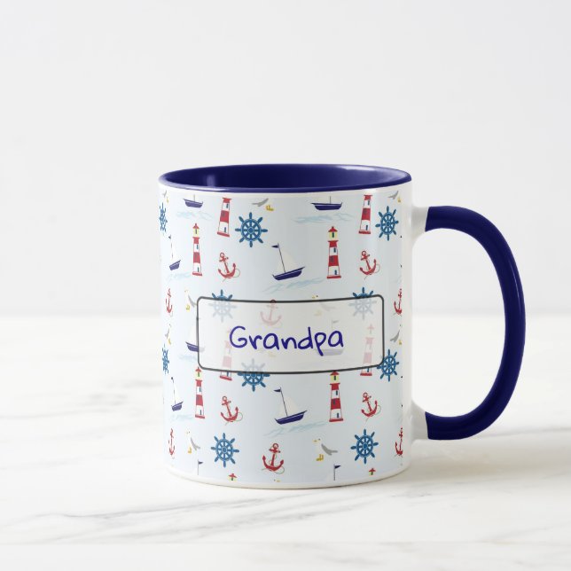 Mug Ancres océaniques nautiques personnalisées et phar (Droite)