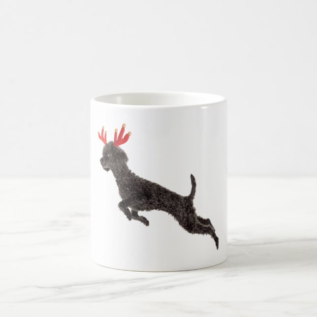 Mug Andouillers noirs de renne de chien de caniche de (Centre)
