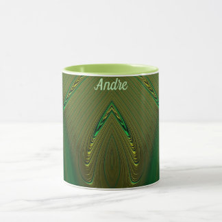 Mug ANDRE ~ Zany 3D Fractal ~ Gold Green