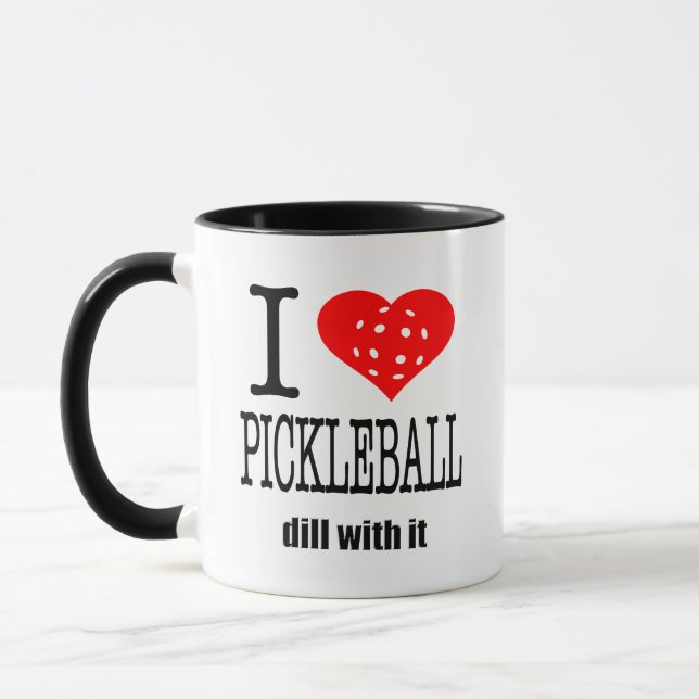 Mug Aneth de Pickleball de coeur du cadeau I de boule (Gauche)