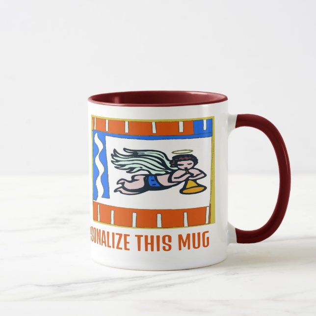 Mug Ange de Noël, ajouter du texte pour personnaliser, (Droite)