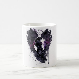 Mug Ange foncé Valentine avec ailes foncées