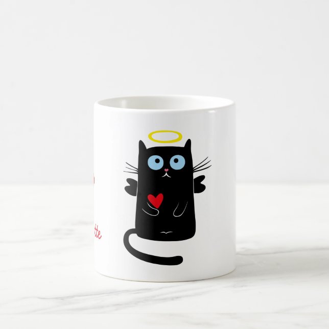 Mug Ange mignon de chat avec le nom personnalisé par (Centre)