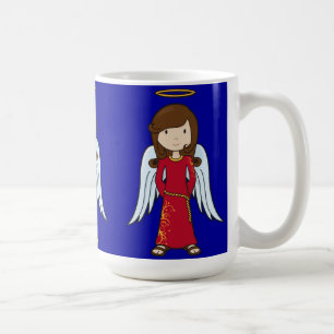 Mug Ange mignon de Noël avec la robe longue rouge