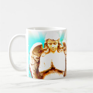 Mug Ange priant Aqua Ciel Bleu Boug de café spirituel