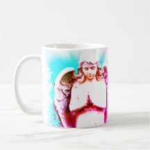 Ange priant rose Aqua Ciel bleu Spirituel