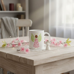 Mug Ange rose Verte Ailes Vertes Spirituel Décoratif