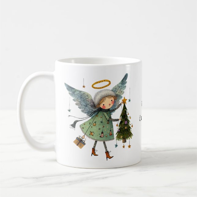 Mug Angel mignon avec arbre de Noël (Gauche)