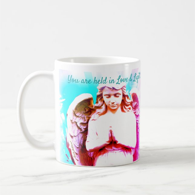 Mug Angel Prier Aqua Rose Bleu Amour Léger Citation Ca (Gauche)