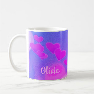 Mug Angel Travail Merci Citation Coeurs roses Art Mono
