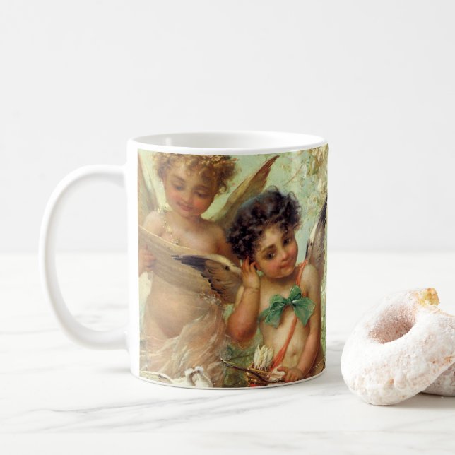 Mug Angels de musicien par Hans Zatzka, Art Victorien (Avec donut)
