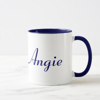 Mug Angie Bleu et Blanc Nom