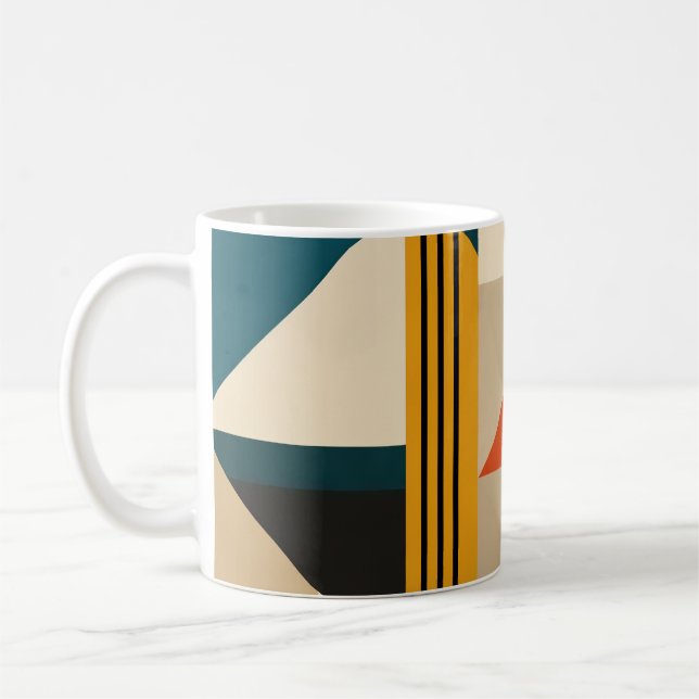 Mug Angular Teal Orange Geometric Modernist Abstract (Gauche)