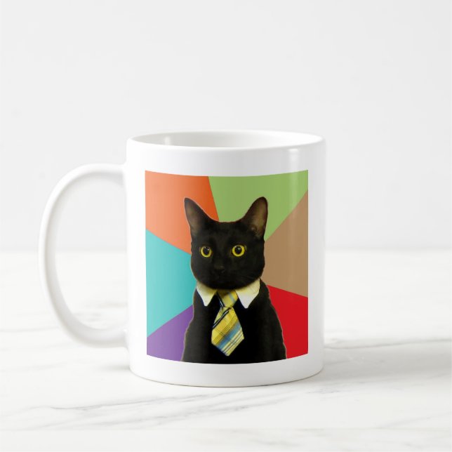 Mug Animal Meme de conseil de chat d'affaires (Gauche)