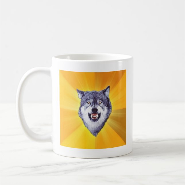Mug Animal Meme de conseil de loup de courage (Gauche)